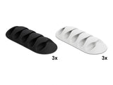 Delock Kabelhalter mit 5 Durchführungen selbstklebend Set 6 Stück schwarz / weiß