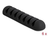 Delock Kabelhalter mit 7 Durchführungen selbstklebend Set 6 Stück schwarz