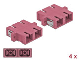 Delock LWL Kupplung SC Duplex Buchse zu SC Duplex Buchse Multimode 4 Stück violett