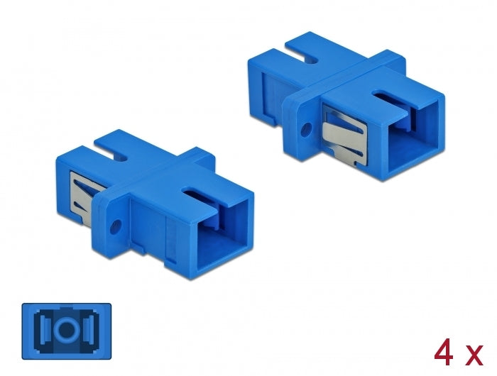 Delock LWL Kupplung SC Simplex Buchse zu SC Simplex Buchse Singlemode 4 Stück blau