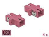 Delock LWL Kupplung SC Simplex Buchse zu SC Simplex Buchse Multimode 4 Stück violett