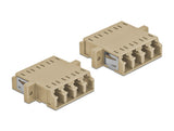Delock LWL Kupplung LC Quad Buchse zu LC Quad Buchse Multimode 2 Stück beige