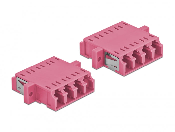 Delock LWL Kupplung LC Quad Buchse zu LC Quad Buchse Multimode 2 Stück violett