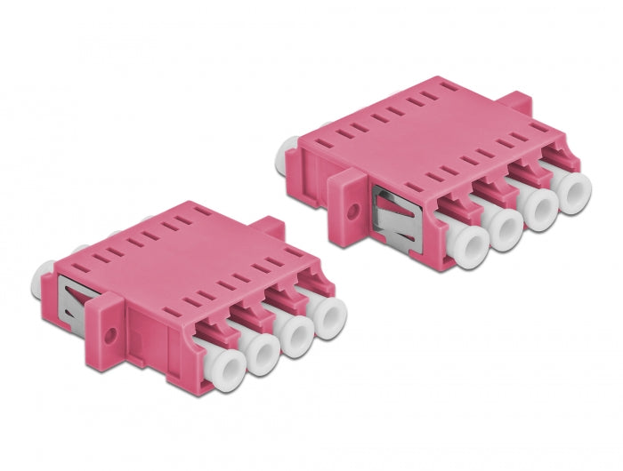 Delock LWL Kupplung LC Quad Buchse zu LC Quad Buchse Multimode 2 Stück violett