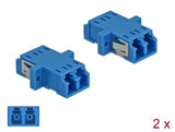Delock LWL Kupplung LC Duplex Buchse zu LC Duplex Buchse Singlemode 2 Stück blau