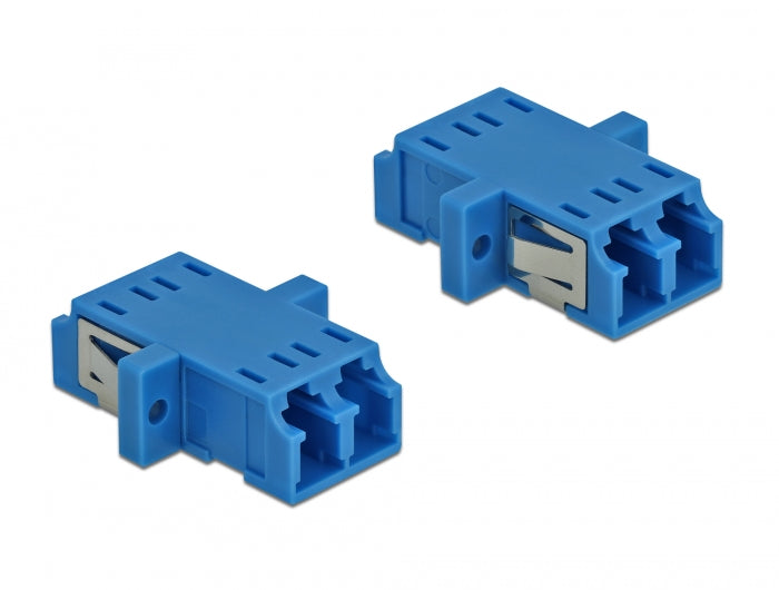 Delock LWL Kupplung LC Duplex Buchse zu LC Duplex Buchse Singlemode 2 Stück blau