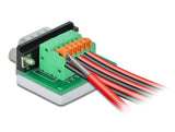 Delock D-Sub9 Stecker zu Terminalblock mit Drucktaster horizontal
