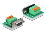 Delock D-Sub9 Buchse zu Terminalblock mit Drucktaster horizontal