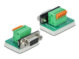 Delock D-Sub9 Buchse zu Terminalblock mit Drucktaster vertikal