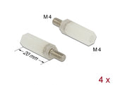 Delock Abstandshalter M4 x M4, Sechskant, Innen / Außen, 20 mm natur 4 Stück