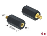 Delock Abstandshalter M4 x M3, Sechskant, Innen / Außen, 20 mm schwarz 4 Stück