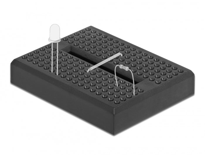 Delock Experimentier-Mini Steckbrett 170 Kontakte schwarz