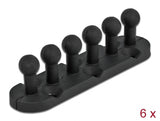 Delock Kabelhalter mit 5 Durchführungen selbstklebend / schraubbar 6 Stück schwarz