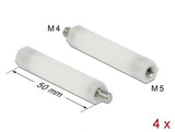Delock Abstandshalter M5 x M4, Sechskant, Innen / Außen, 50 mm natur 4 Stück