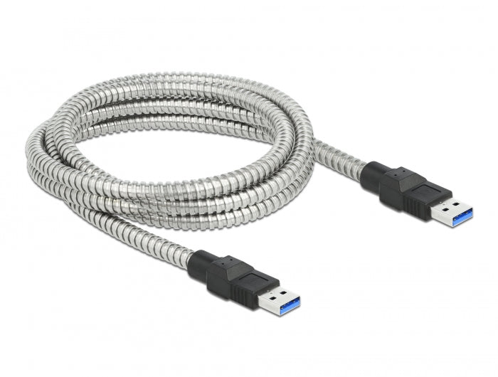 Delock USB 5 Gbps Kabel Typ-A Stecker zu Typ-A Stecker mit Metallmantel 2 m