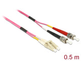 Delock Kabel Lichtwellenleiter LC zu ST Multimode OM4 0,5 m