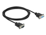 Delock RS-232 Kabel Seriell D-Sub9 Stecker zu Buchse Nullmodem mit schmalem Steckergehäuse 2 m