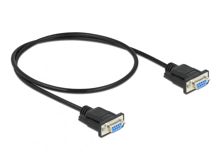 Delock RS-232 Kabel Seriell D-Sub 9 Buchse zu Buchse Nullmodem mit schmalem Steckergehäuse - Full Handshaking - 2 m