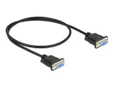 Delock RS-232 Kabel Seriell D-Sub 9 Buchse zu Buchse Nullmodem mit schmalem Steckergehäuse - CTS / RTS auto control - 0,5 m