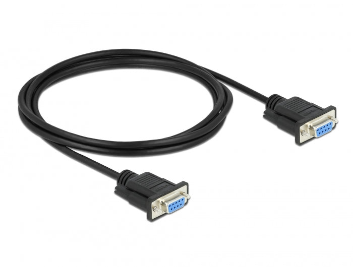 Delock RS-232 Kabel Seriell D-Sub9 Buchse zu Buchse Nullmodem mit schmalem Steckergehäuse 2 m