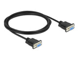 Delock RS-232 Kabel Seriell D-Sub9 Buchse zu Buchse Nullmodem mit schmalem Steckergehäuse 2 m
