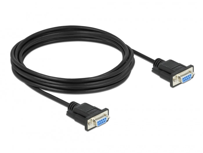 Delock RS-232 Kabel Seriell D-Sub9 Buchse zu Buchse Nullmodem mit schmalem Steckergehäuse 4 m