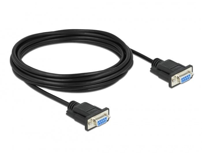 Delock RS-232 Kabel Seriell D-Sub 9 Buchse zu Buchse Nullmodem mit schmalem Steckergehäuse - CTS / RTS auto control - 5 m