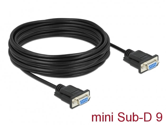 Delock RS-232 Kabel Seriell D-Sub 9 Buchse zu Buchse Nullmodem mit schmalem Steckergehäuse - Full Handshaking - 10 m