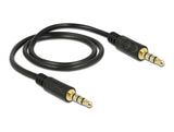 Delock Klinkenkabel 3,5 mm 4 Pin Stecker zu Stecker 0,5 m schwarz