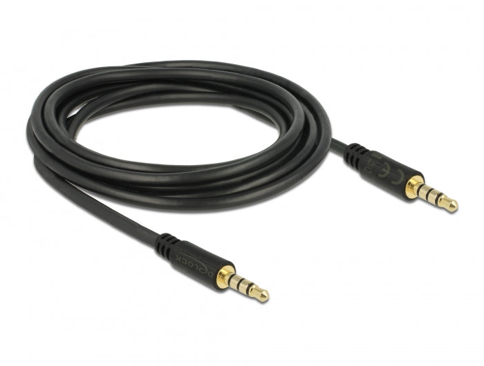Delock Klinkenkabel 3,5 mm 4 Pin Stecker zu Stecker 3 m schwarz