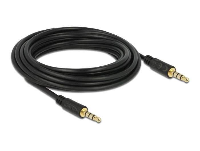 Delock Klinkenkabel 3,5 mm 4 Pin Stecker zu Stecker 5 m schwarz