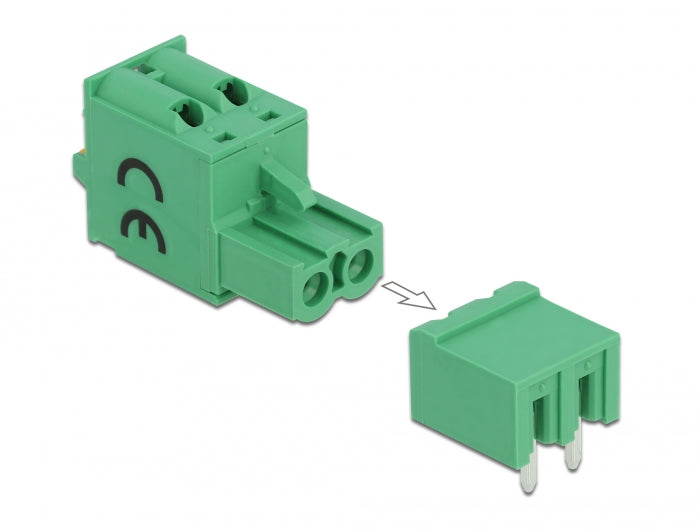Delock Terminalblock Set für Platine 2 Pin 5,08 mm Rastermaß horizontal