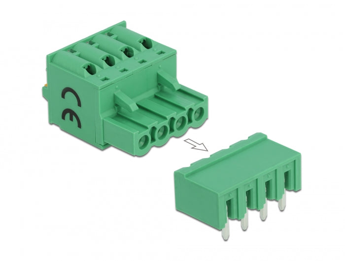 Delock Terminalblock Set für Platine 4 Pin 5,08 mm Rastermaß horizontal