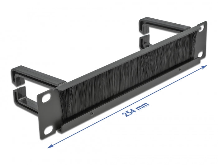 Delock 10″ Kabelmanagement Bürstenleiste mit 2 Bügeln 1 HE schwarz