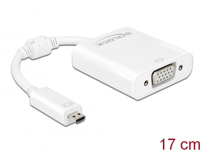 Delock Adapter HDMI Micro-D Stecker > VGA Buchse mit Audio weiß