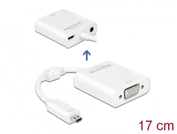 Delock Adapter HDMI Micro-D Stecker > VGA Buchse mit Audio weiß