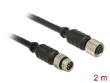 Delock M8 Sensor- / Aktorverlängerungskabel M8 6 Pin Stecker zu M8 6 Pin Buchse wasserdicht 2 m