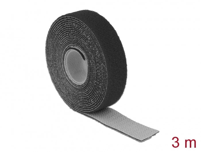 Delock Klettband auf Rolle L 3 m x B 20 mm schwarz