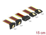 Delock Kabel SATA 15 Pin Strom Stecker mit Einrastfunktion > SATA 15 Pin Strom Buchse 2 x gerade / 2 x unten 15 cm