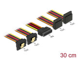 Delock Kabel SATA 15 Pin Strom Stecker mit Einrastfunktion > SATA 15 Pin Strom Buchse 2 x unten / 2 x oben 30 cm