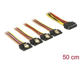 Delock Kabel SATA 15 Pin Strom Stecker mit Einrastfunktion > SATA 15 Pin Strom Buchse 4 x gerade 50 cm