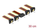 Delock Kabel SATA 15 Pin Strom Stecker mit Einrastfunktion > SATA 15 Pin Strom Buchse 4 x unten 30 cm