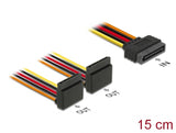 Delock Kabel SATA 15 Pin Strom Stecker mit Einrastfunktion > 2 x SATA 15 Pin Strom Buchse oben 15 cm
