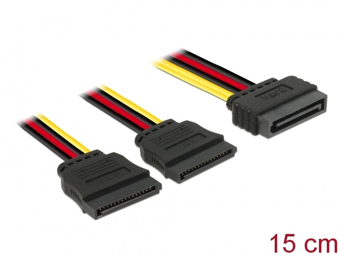 Delock Kabel Power SATA 15 Pin > 2 x SATA HDD – gerade