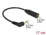Delock Audiokabel Klinkenstecker 2,5 mm 3 Pin gewinkelt > Klinkenbuchse 3,5 mm 3 Pin