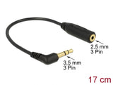 Delock Audiokabel Klinkenstecker 3,5 mm 3 Pin gewinkelt > Klinkenbuchse 2,5 mm 3 Pin