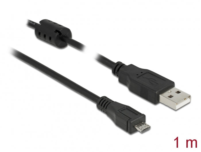 Delock USB 2.0 Kabel Typ-A Stecker zu USB 2.0 Micro-B Stecker 1 m schwarz