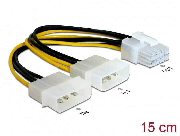 Delock Kabel PCI Express Stromversorgung 8pin zu 2 x 5¼“ für Grafikkarten