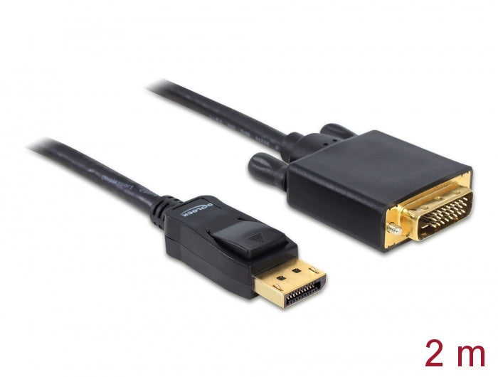 Delock Kabel DisplayPort 1.1 Stecker > DVI 24+1 Stecker Passiv 2 m schwarz