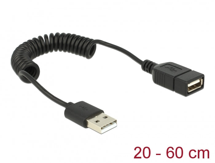 Delock Verlängerungskabel USB 2.0-A Stecker / Buchse Spiralkabel